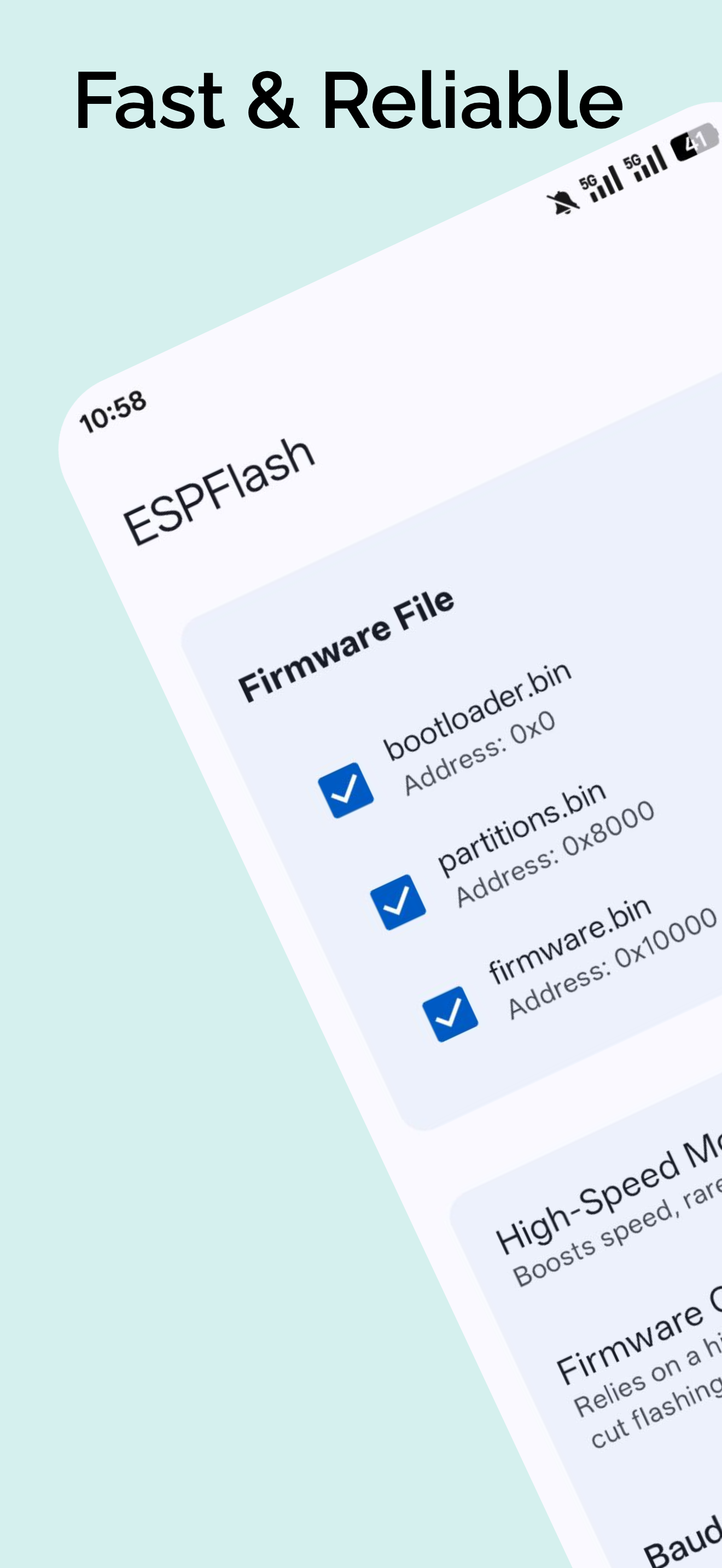ESPFlash device connection screen